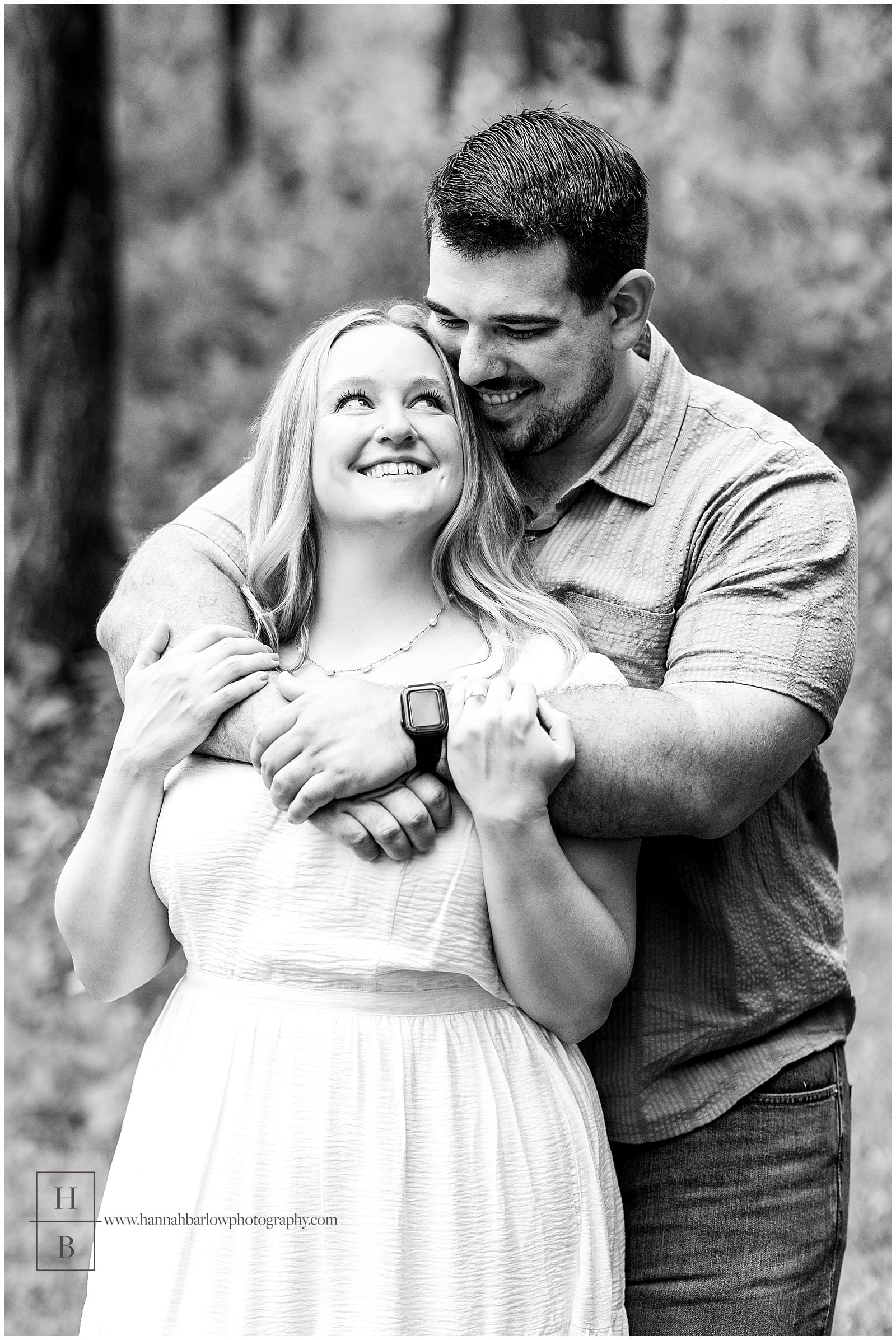 black and white engagement photo