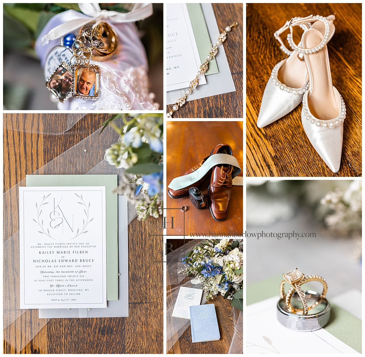 light green and blue bridal details