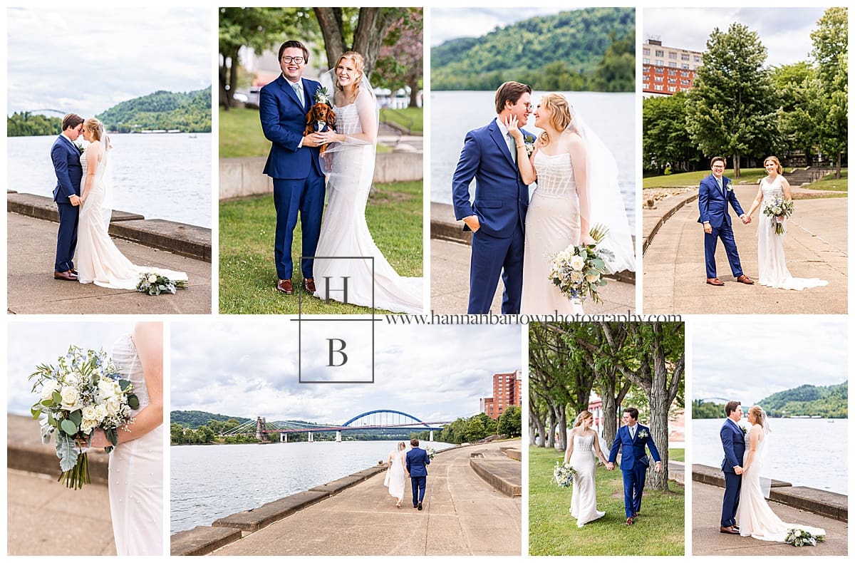 collage of summer wedding portraits