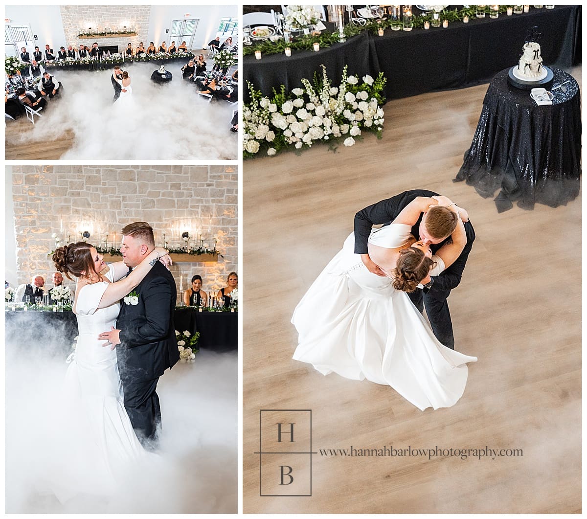 couple dances on cloud of smoke for first dance