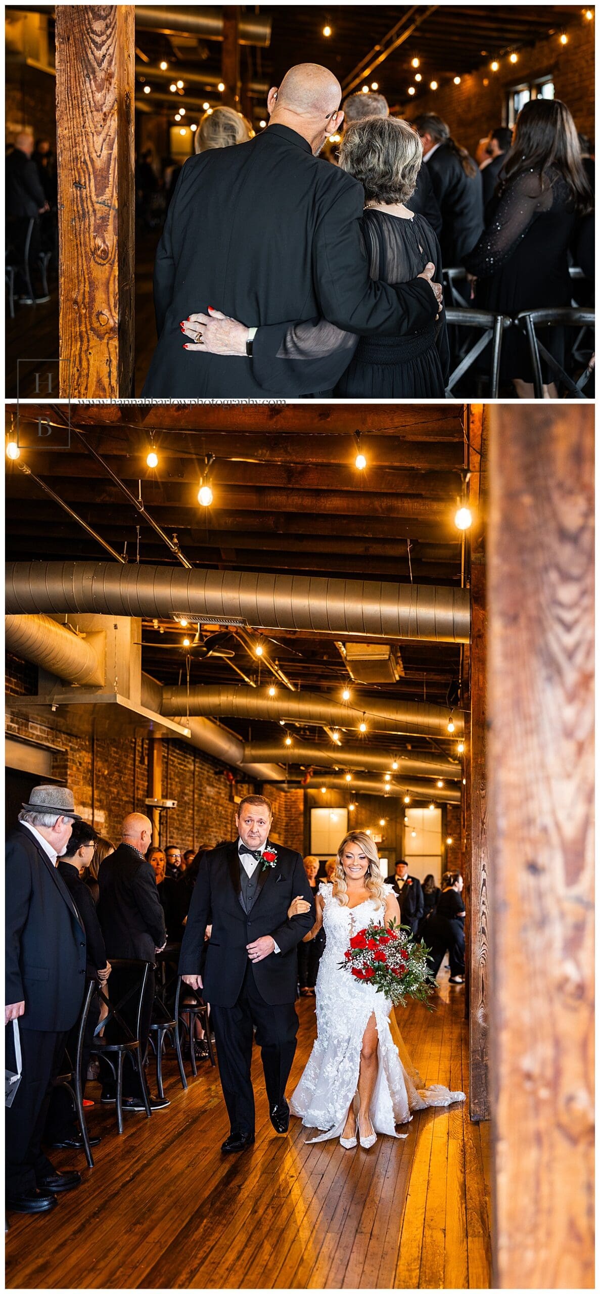 bride walks down aisle with dad