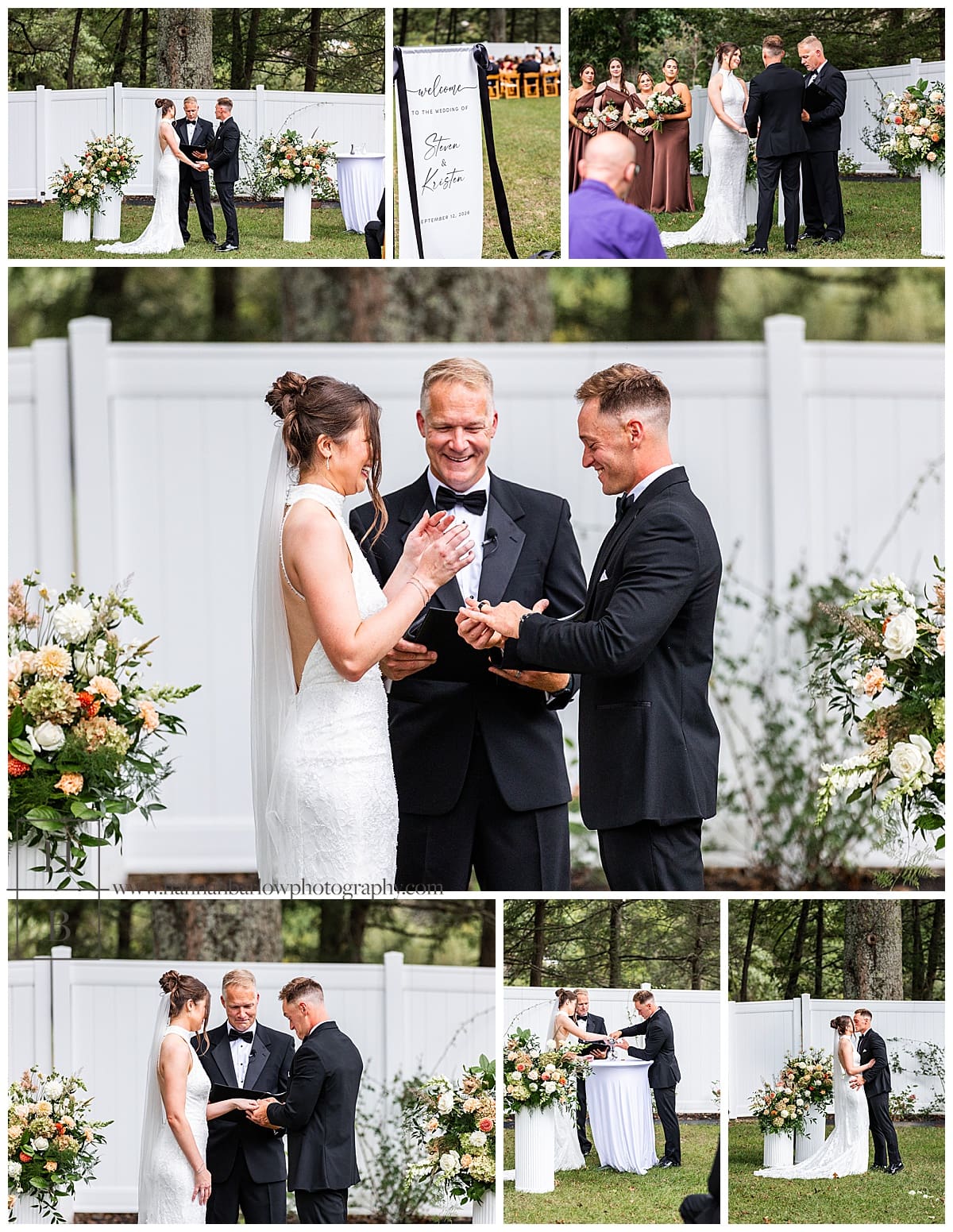 ceremony collage of photos of couple getting married