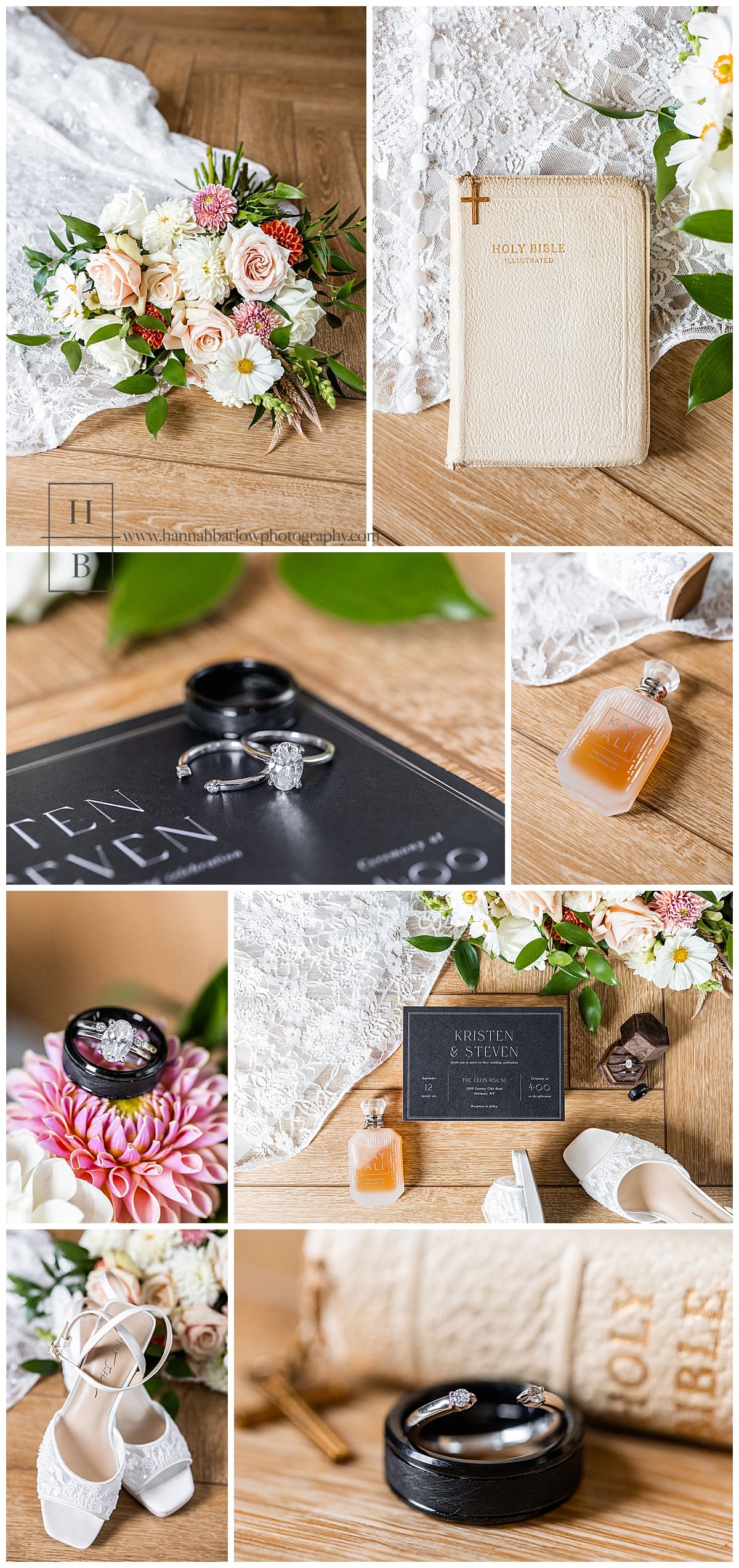warm wedding bridal details