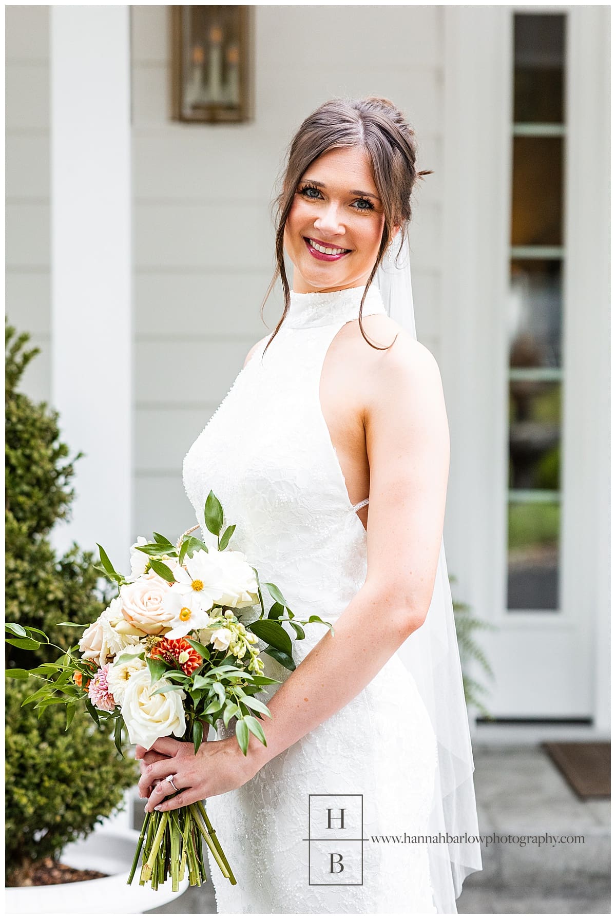 bride poses for bridal portrait