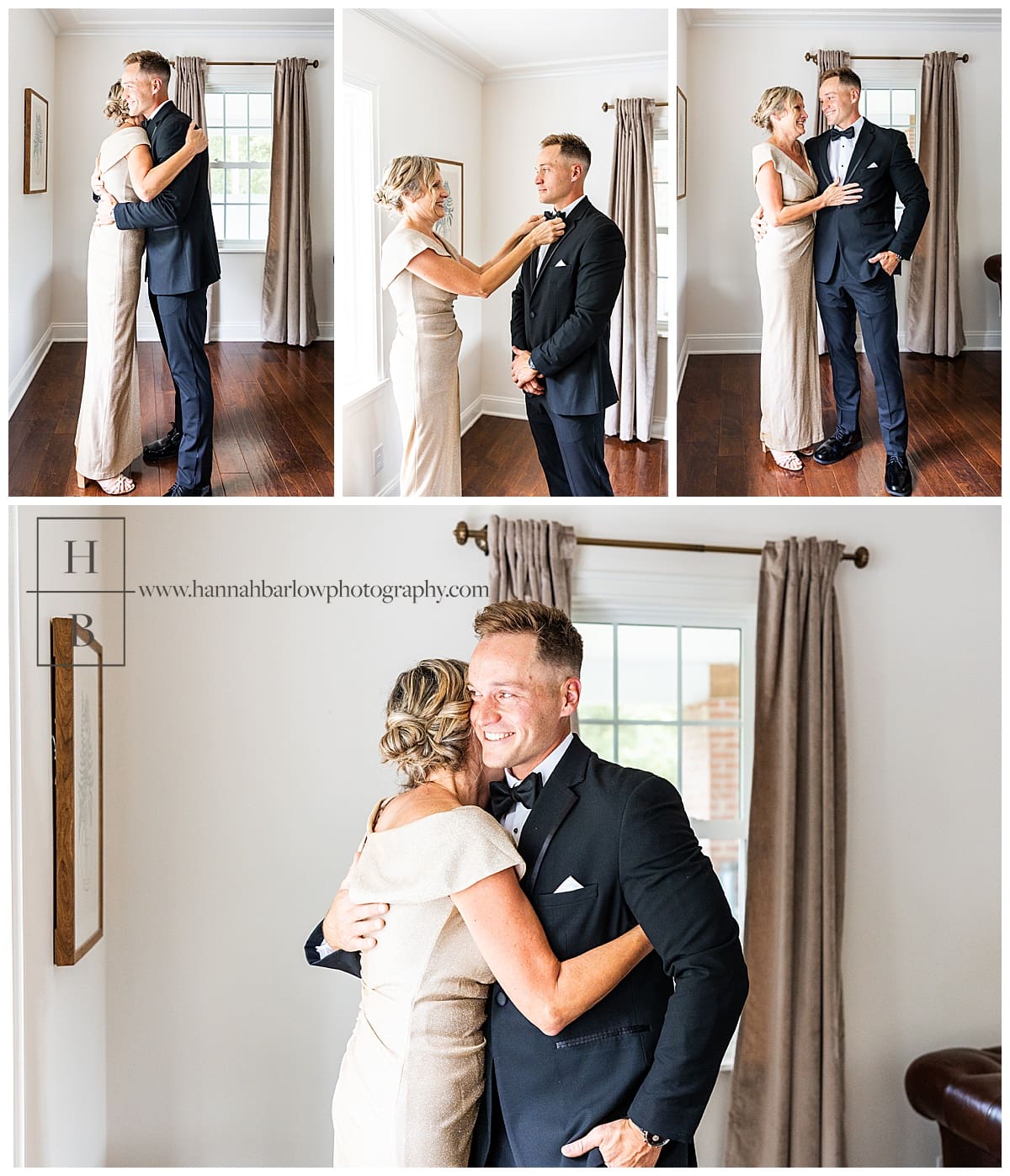 mom has moment with groom prior to wedding ceremony
