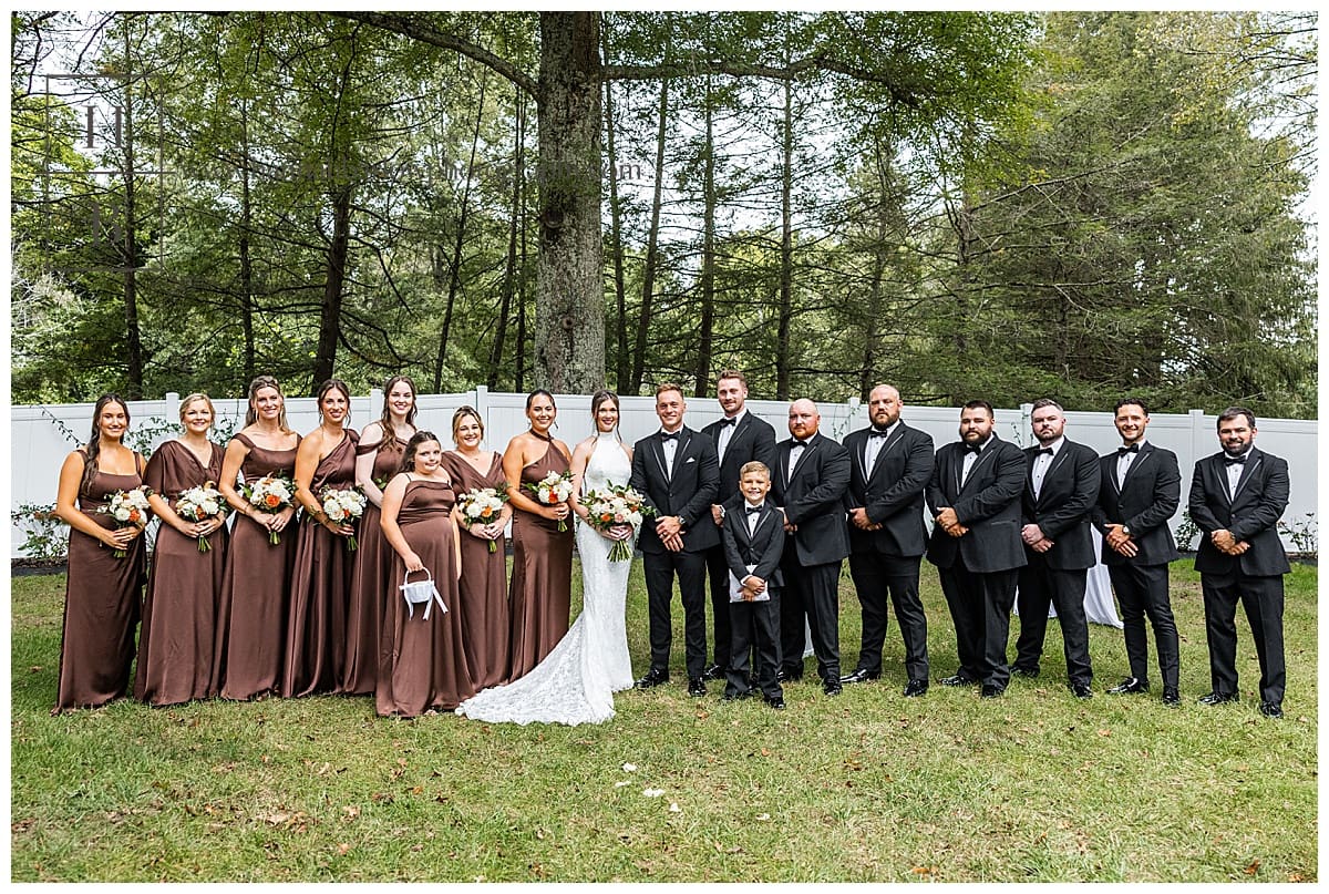 full bridal party photo at Ellis House in Fairmont WV