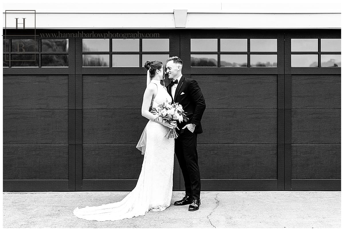 black and white wedding portrait