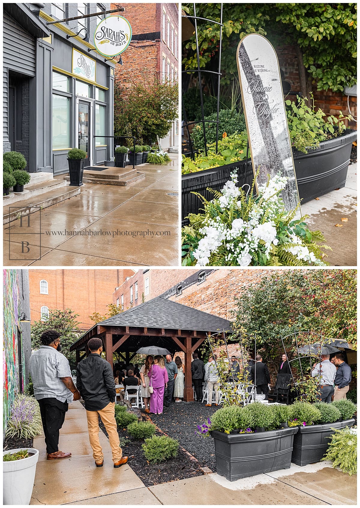 rain at outdoor wedding ceremony