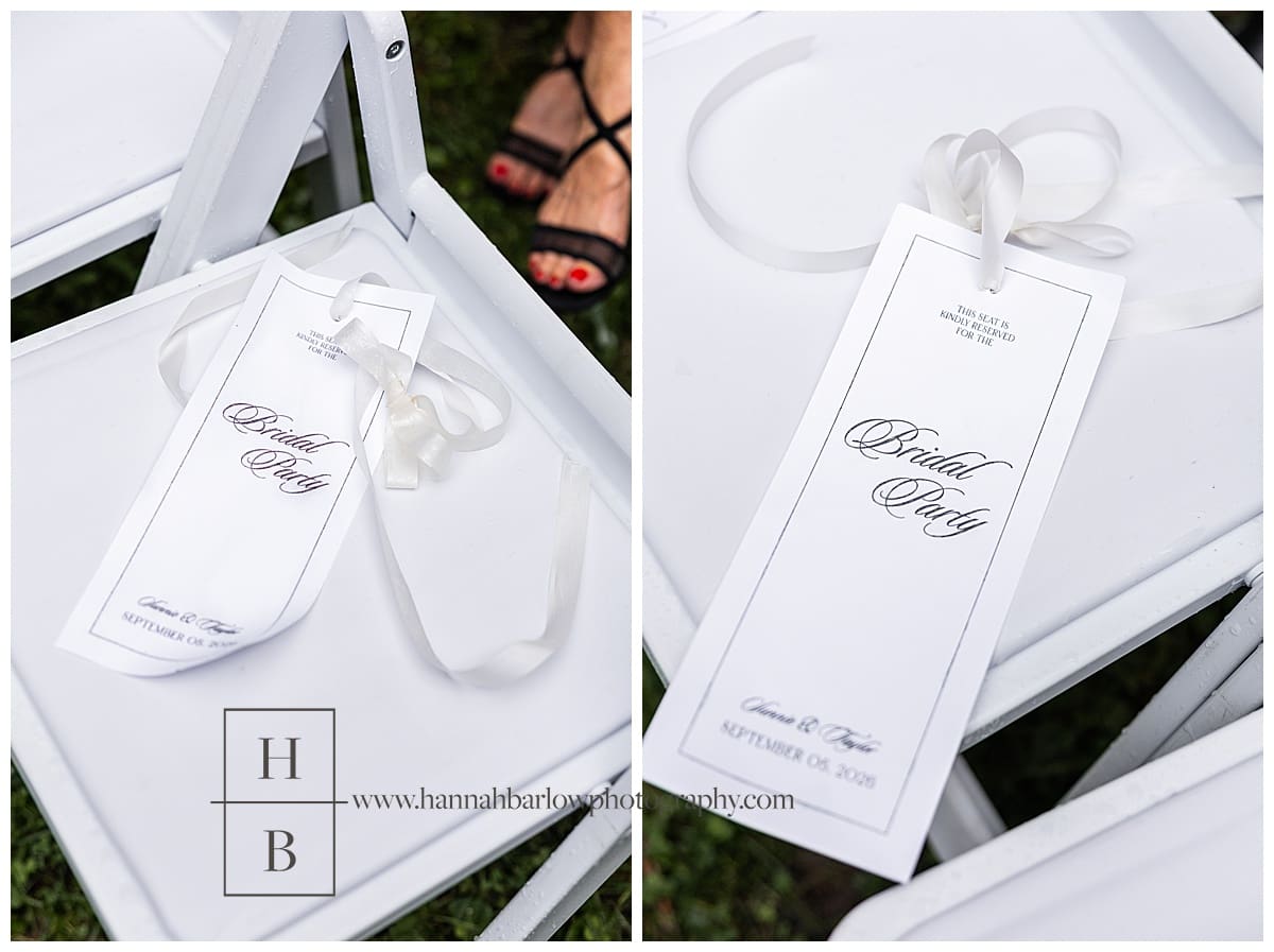 wet wedding program on seat