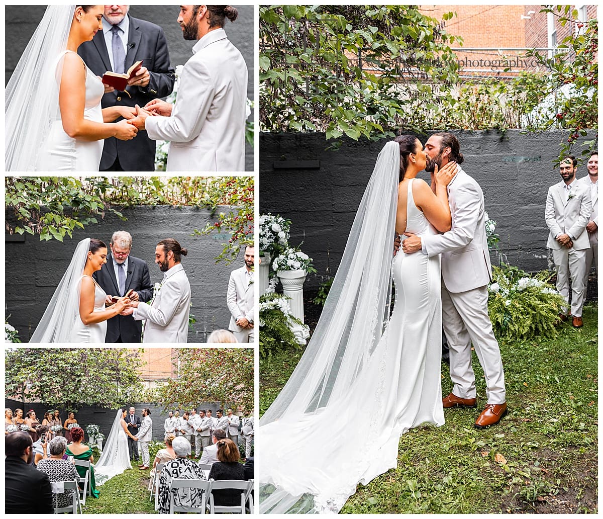 first kiss outdoor ceremony photos