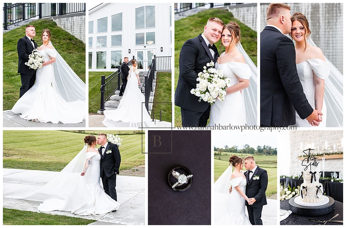 black and white wedding photos in collage to highlight classic wedding