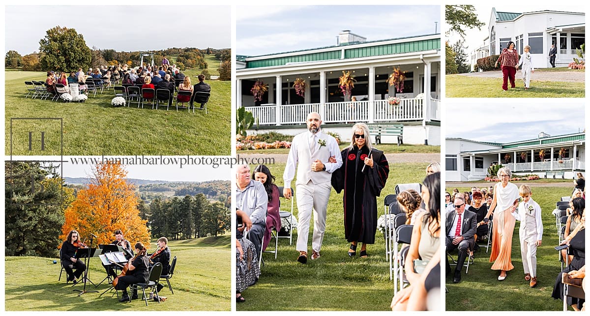 ceremony details at outdoor gold course ceremony at Belmont county country club wedding