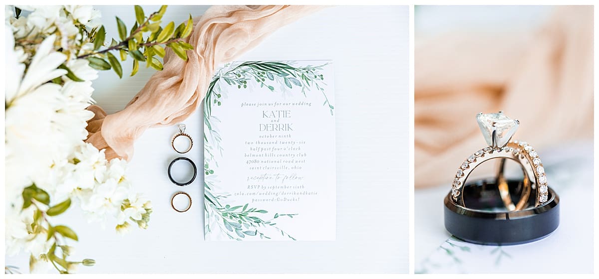 champagne and light green wedding details