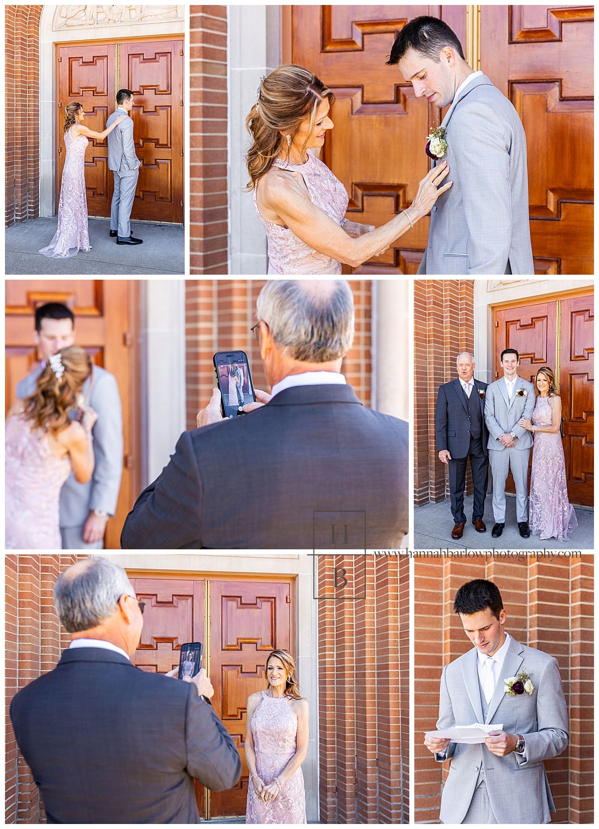 groom's mom and dad share candid moments with groom