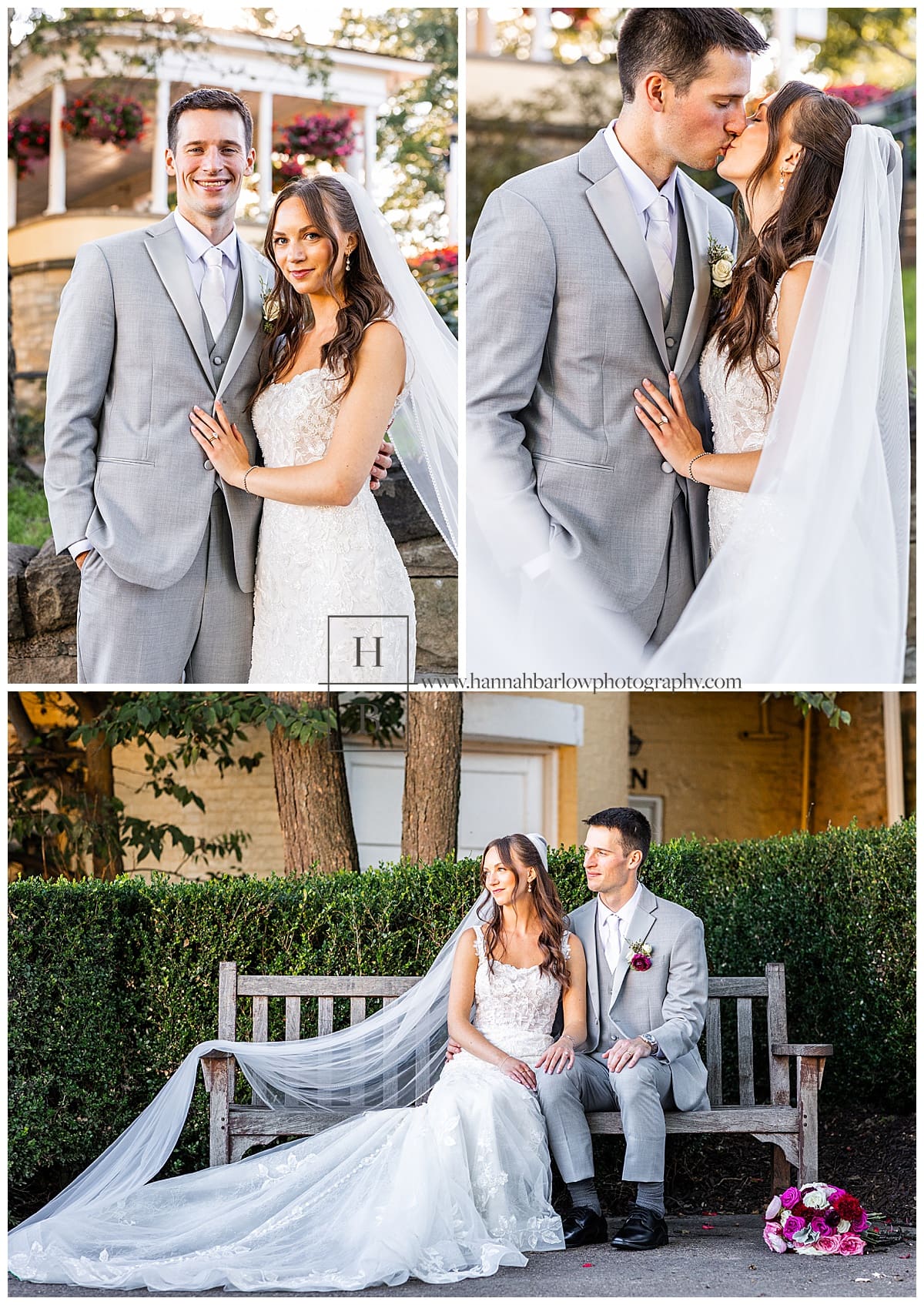 bride and groom pose for photos